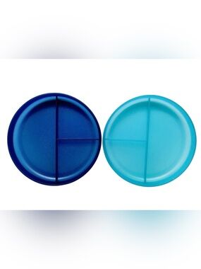 Circo 2 Divided Blue & Green Childrens Lunch Stackable Round Dinner Plates